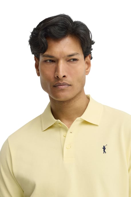 Kurzärmliges Poloshirt hellgelb mit gesticktem Rigby Go Logo - Image 2