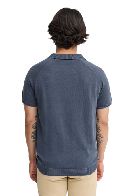 Kurzärmliger Pullover denimblau mit Polokragen und Rigby Go Logo - Image 3