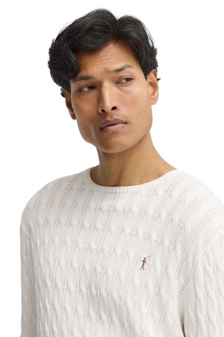 Strickpullover ecru mit Zopfmuster und Rigby Go Logo - Image 2