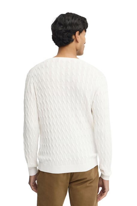 Strickpullover ecru mit Zopfmuster und Rigby Go Logo - Image 3