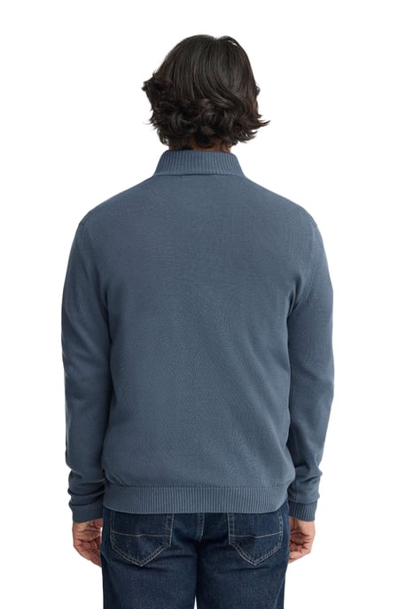 Pullover denimblau mit Zip-Kragen und Rigby Go Logo - Image 3