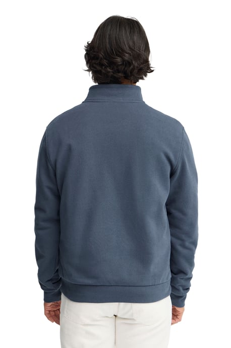 Sweatshirt denimblau mit hohem Zip-Kragen und Rigby Go Stickerei - Image 3