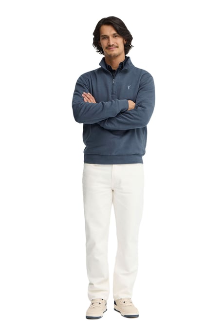 Sweatshirt denimblau mit hohem Zip-Kragen und Rigby Go Stickerei - Image 4