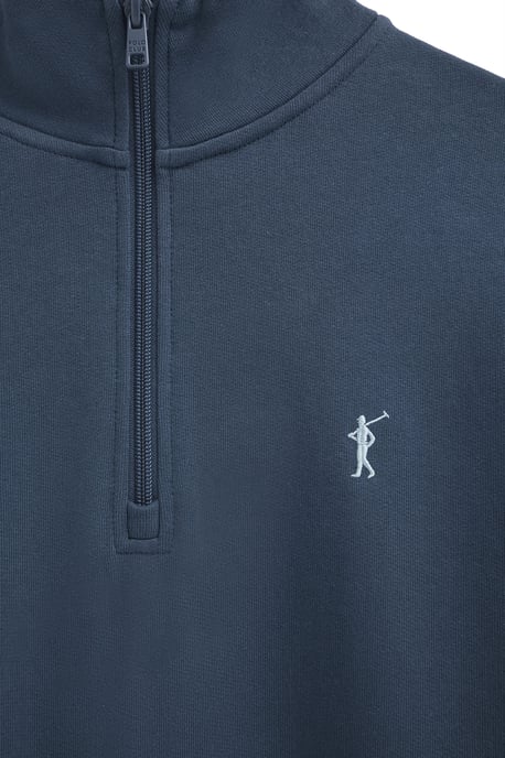 Sweatshirt denimblau mit hohem Zip-Kragen und Rigby Go Stickerei - Image 5