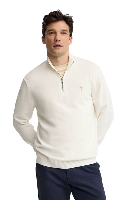 Pullover ecru mit Zip-Kragen und Rigby Go Logo - Image 1