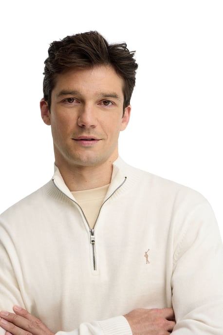 Pullover ecru mit Zip-Kragen und Rigby Go Logo - Image 2