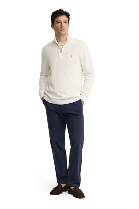 Pullover ecru mit Zip-Kragen und Rigby Go Logo - Image 4