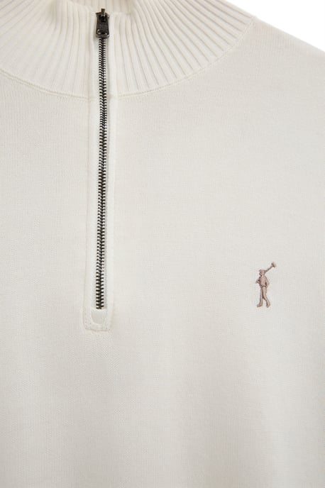 Pullover ecru mit Zip-Kragen und Rigby Go Logo - Image 5