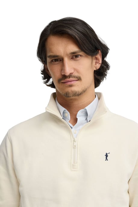 Sweatshirt ecru mit hohem Zip-Kragen und Rigby Go Stickerei - Image 2