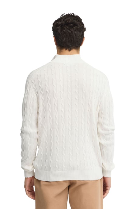 Zopfpullover ecru mit Zip-Kragen und Rigby Go Logo - Image 3