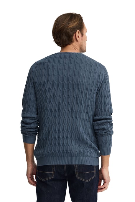 Strickpullover denimblau mit Zopfmuster und Rigby Go Logo - Image 3