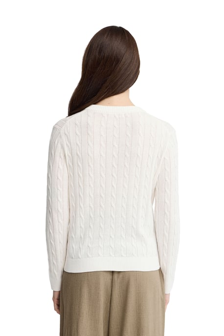 Strickpullover ecru mit Zopfmuster und Rigby Go Stickerei - Image 3