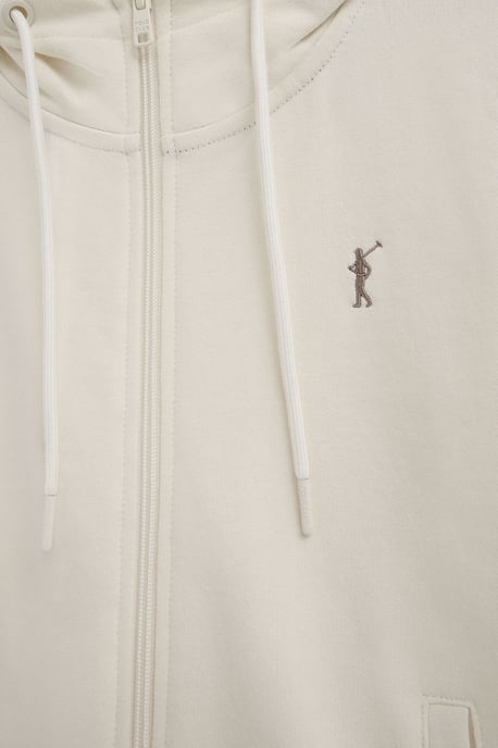 Sweatshirt ecru mit Kapuze, Reißverschluss und Rigby Go Stickerei - Image 5