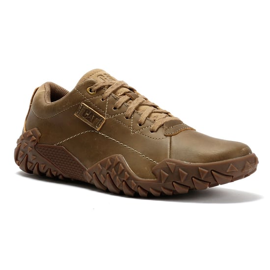 Caterpillar Gridlock Lo Vollnarbenleder Herren Schnürschuhe in Creme - Image 2