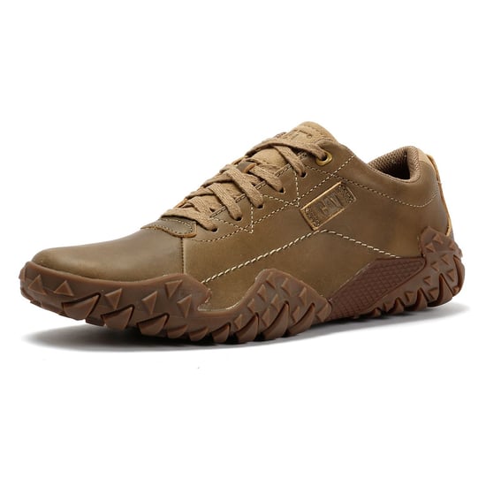 Caterpillar Gridlock Lo Vollnarbenleder Herren Schnürschuhe in Creme - Image 3