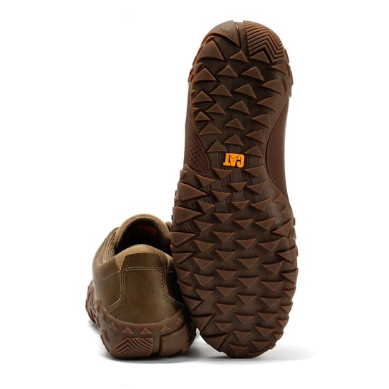 Caterpillar Gridlock Lo Vollnarbenleder Herren Schnürschuhe in Creme - Image 4
