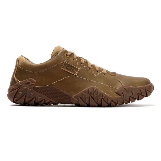 Caterpillar Gridlock Lo Vollnarbenleder Herren Schnürschuhe in Creme - Image 5