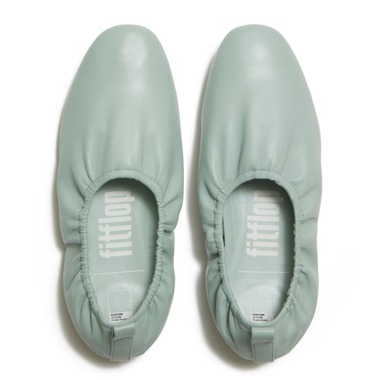 FitFlop X Pantone Delicato Ballerina Leder Damen Schuhe Grün - Image 4