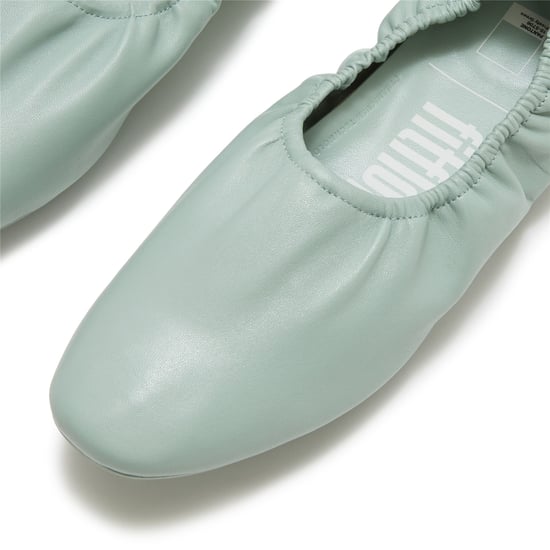 FitFlop X Pantone Delicato Ballerina Leder Damen Schuhe Grün - Image 5