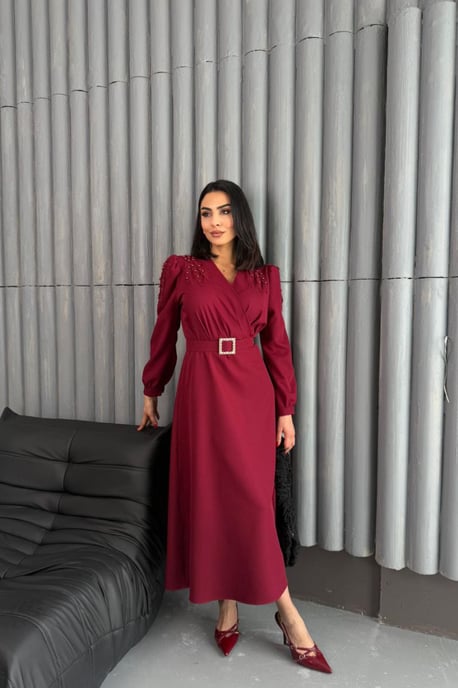 Gürtel-A-Linien-Midikleid - Image 2