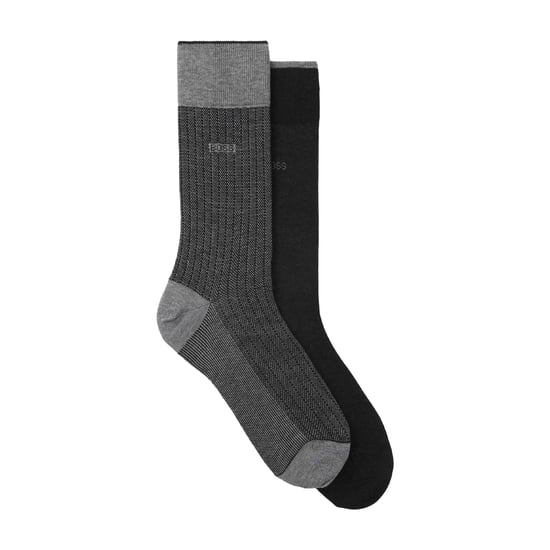 Boss - Socken für Herren, Mercerisierte Baumwolle (2er-Pack) (Schwarz/Grau) - Image 2