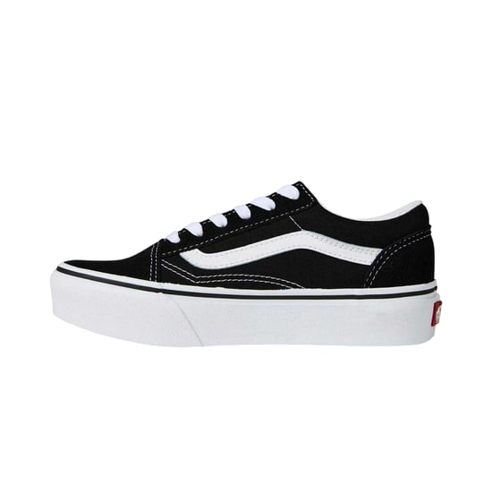 Vans - "Old Skool" Seitenstreifen Sneaker für Kinder, Plattform-Absatz (Schwarz/Weiß) - Image 3