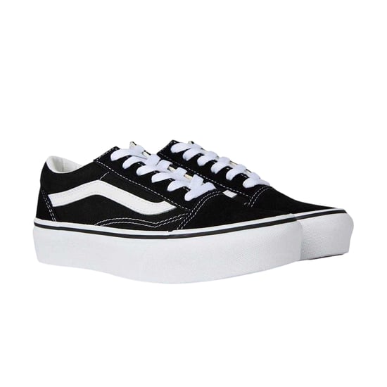 Vans - "Old Skool" Seitenstreifen Sneaker für Kinder, Plattform-Absatz (Schwarz/Weiß) - Image 4