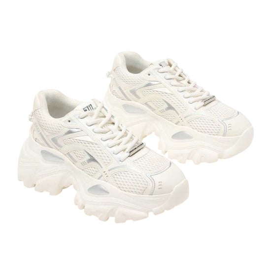 Steve Madden - "Raftus" Sneaker für Damen, Klobiger Absatz (Weiß/Silber) - Image 4