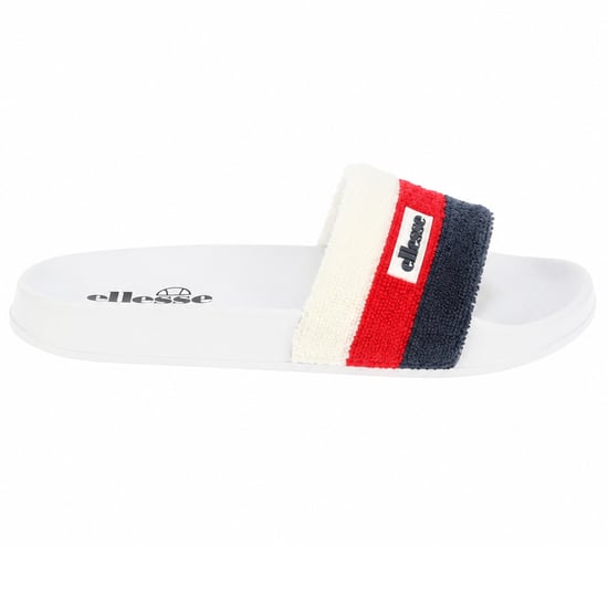 Ellesse - Dreifache Streifen Pantoffeln für Herren, Frottee, Open Toe (Weiß/Rot) - Image 1