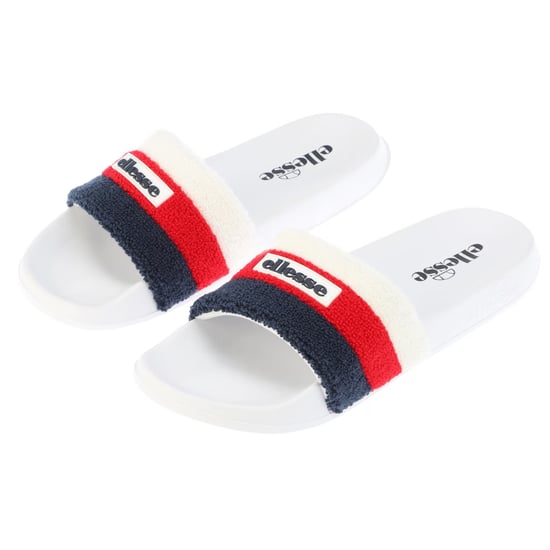 Ellesse - Dreifache Streifen Pantoffeln für Herren, Frottee, Open Toe (Weiß/Rot) - Image 5