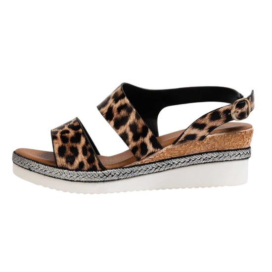 Firetrap - "Ella" Sandalen mit Keilabsatz für Damen, Rückengurt (Leopard) - Image 2