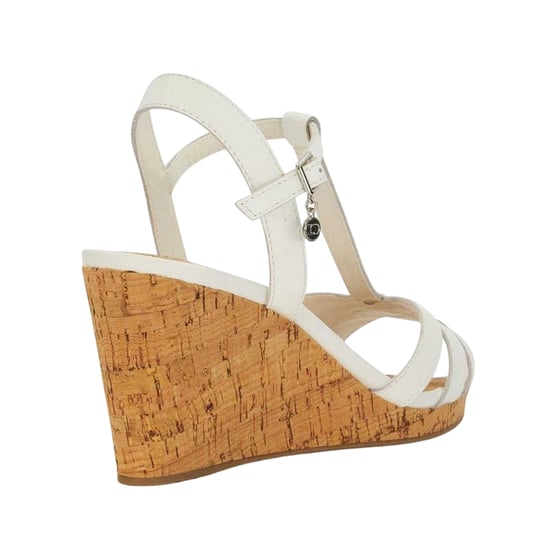 Dune London - "Keep" Sandalen mit Keilabsatz für Damen, Leder, T-Träger (Weiß) - Image 2