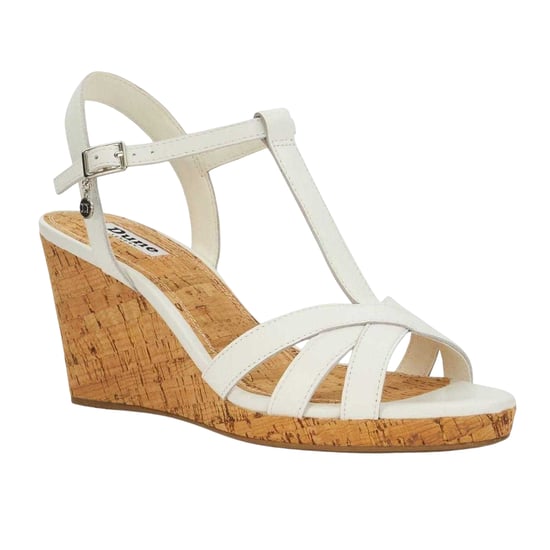 Dune London - "Keep" Sandalen mit Keilabsatz für Damen, Leder, T-Träger (Weiß) - Image 3