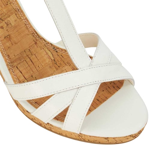 Dune London - "Keep" Sandalen mit Keilabsatz für Damen, Leder, T-Träger (Weiß) - Image 4