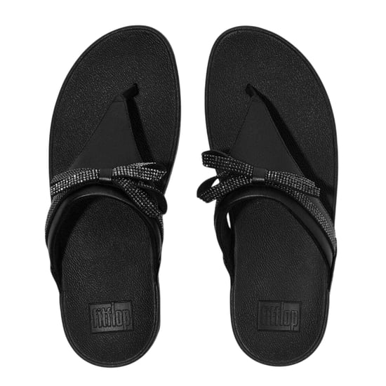 FitFlop - "Lulu" Glitzer Schleife Sandalen für Damen, Leder, Zehentrenner, Keilabsatz (Schwarz) - Image 3