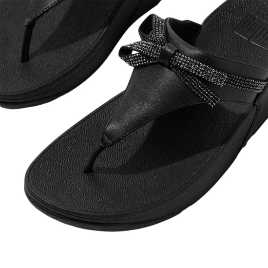 FitFlop - "Lulu" Glitzer Schleife Sandalen für Damen, Leder, Zehentrenner, Keilabsatz (Schwarz) - Image 5
