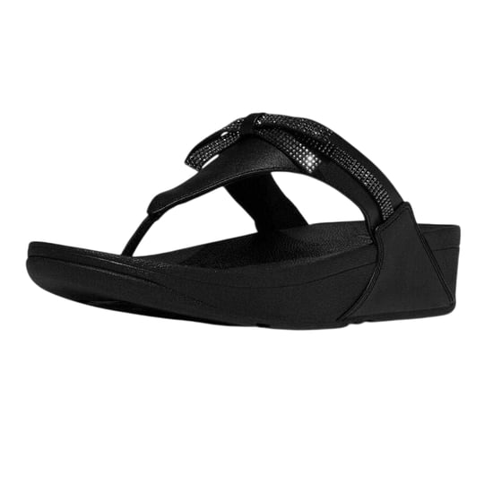 FitFlop - "Lulu" Glitzer Schleife Sandalen für Damen, Leder, Zehentrenner, Keilabsatz (Schwarz) - Image 6