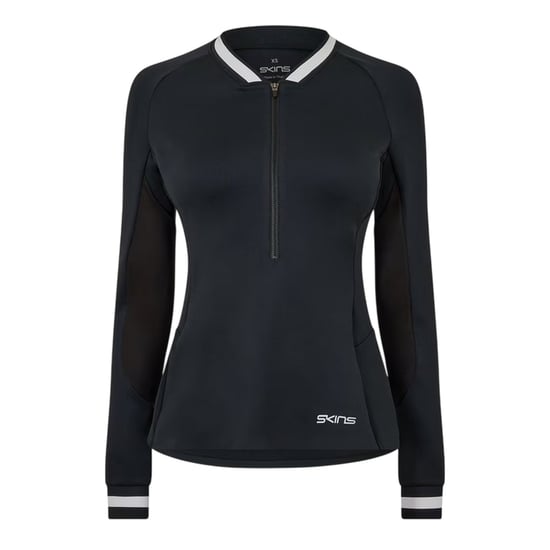 Skins - Base Layer Oberteil für Damen, mit kurzem Reißverschluss (Schwarz) - Image 2