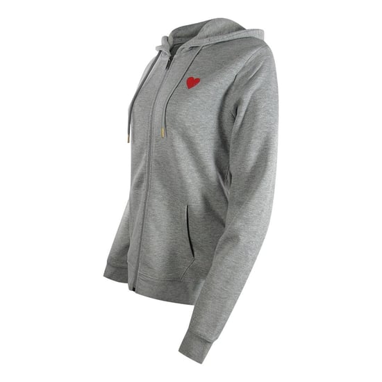 Love Moschino - Hoodie mit durchgehendem Reißverschluss für Damen, Baumwolle (Grau/Rot) - Image 3