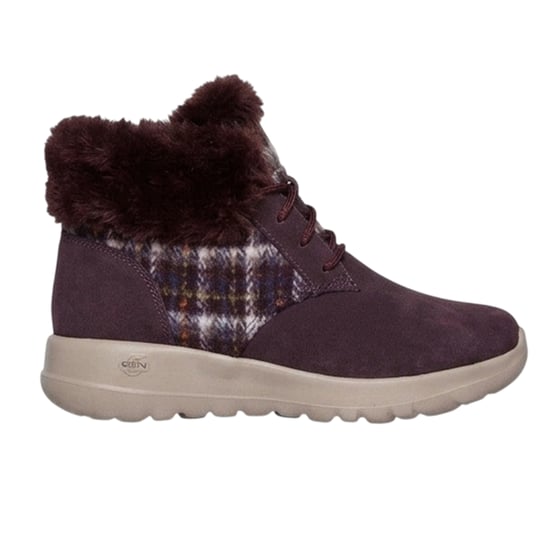 Skechers - "Go Joy" Karo Sneaker für Damen, Wildleder (Burgunderrot) - Image 1