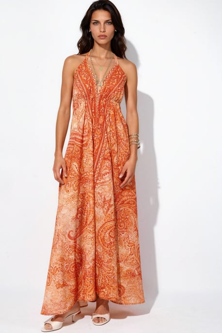 Ethnisch gemustertes Bohemian Maxikleid - Image 1