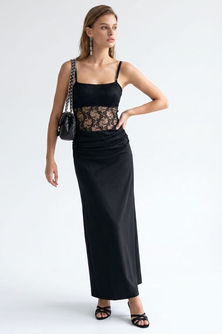 Ärmelloses Satin-Maxikleid mit quadratischem Ausschnitt - Image 4