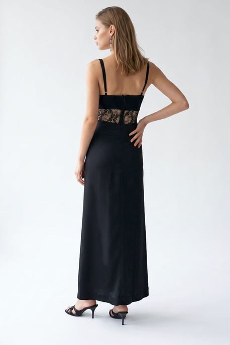 Ärmelloses Satin-Maxikleid mit quadratischem Ausschnitt - Image 5