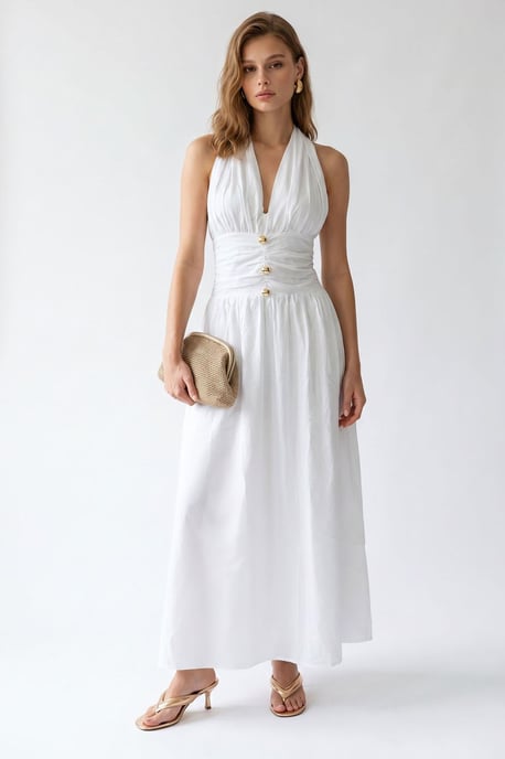 Damen Baumwoll-Popeline Halter-Maxi-Kleid - Image 4