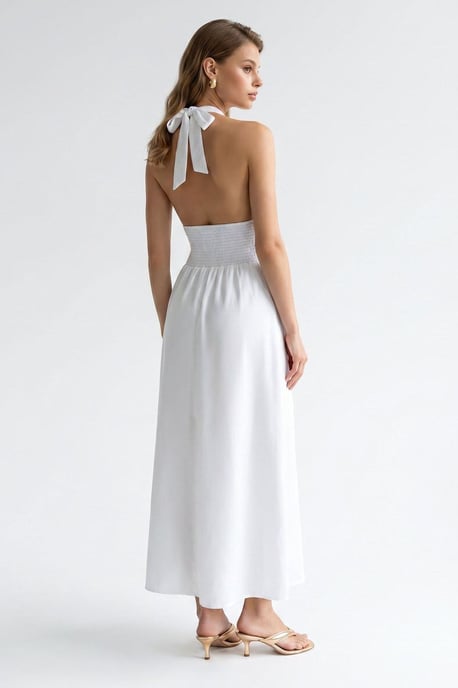 Damen Baumwoll-Popeline Halter-Maxi-Kleid - Image 5