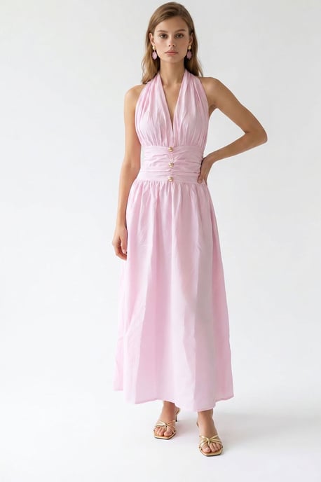 Damen Baumwoll-Popeline Halter Maxi-Kleid - Image 4