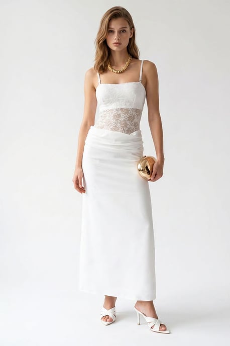 Ärmelloses Satin-Maxikleid mit quadratischem Ausschnitt - Image 1