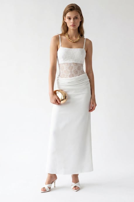 Ärmelloses Satin-Maxikleid mit quadratischem Ausschnitt - Image 2