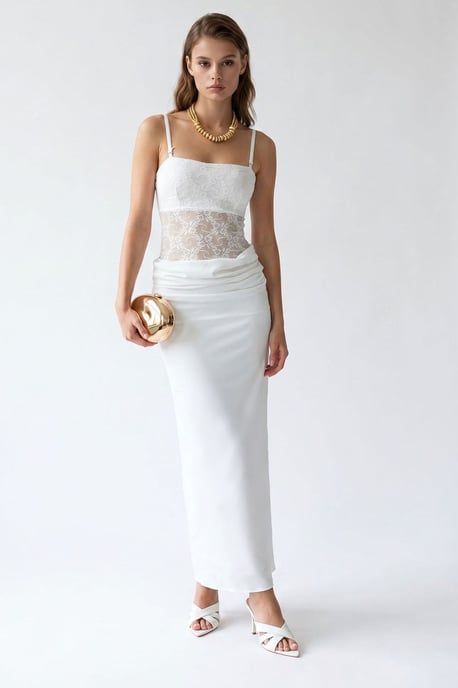 Ärmelloses Satin-Maxikleid mit quadratischem Ausschnitt - Image 3