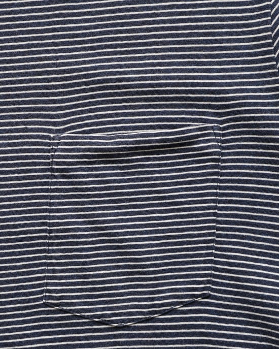 A.P.C. Gestreiftes kurzärmliges Rundhals-T-Shirt aus marineblauem Baumwollstoff - Image 5